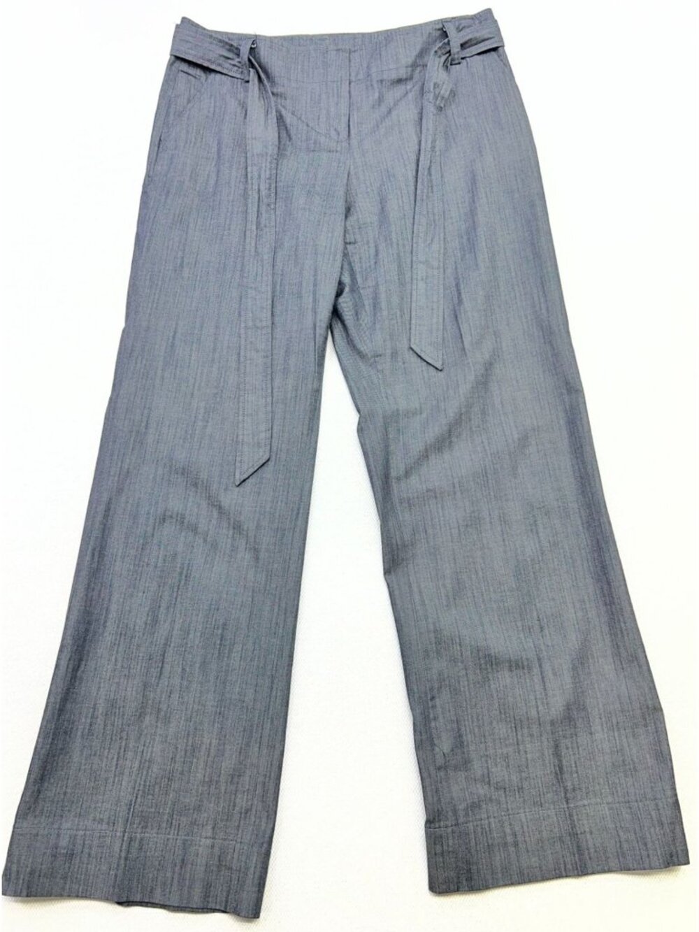 Calvin Klein Women's Wide-Leg Dress Pants Belted Waist Size 10 Blue Pockets
